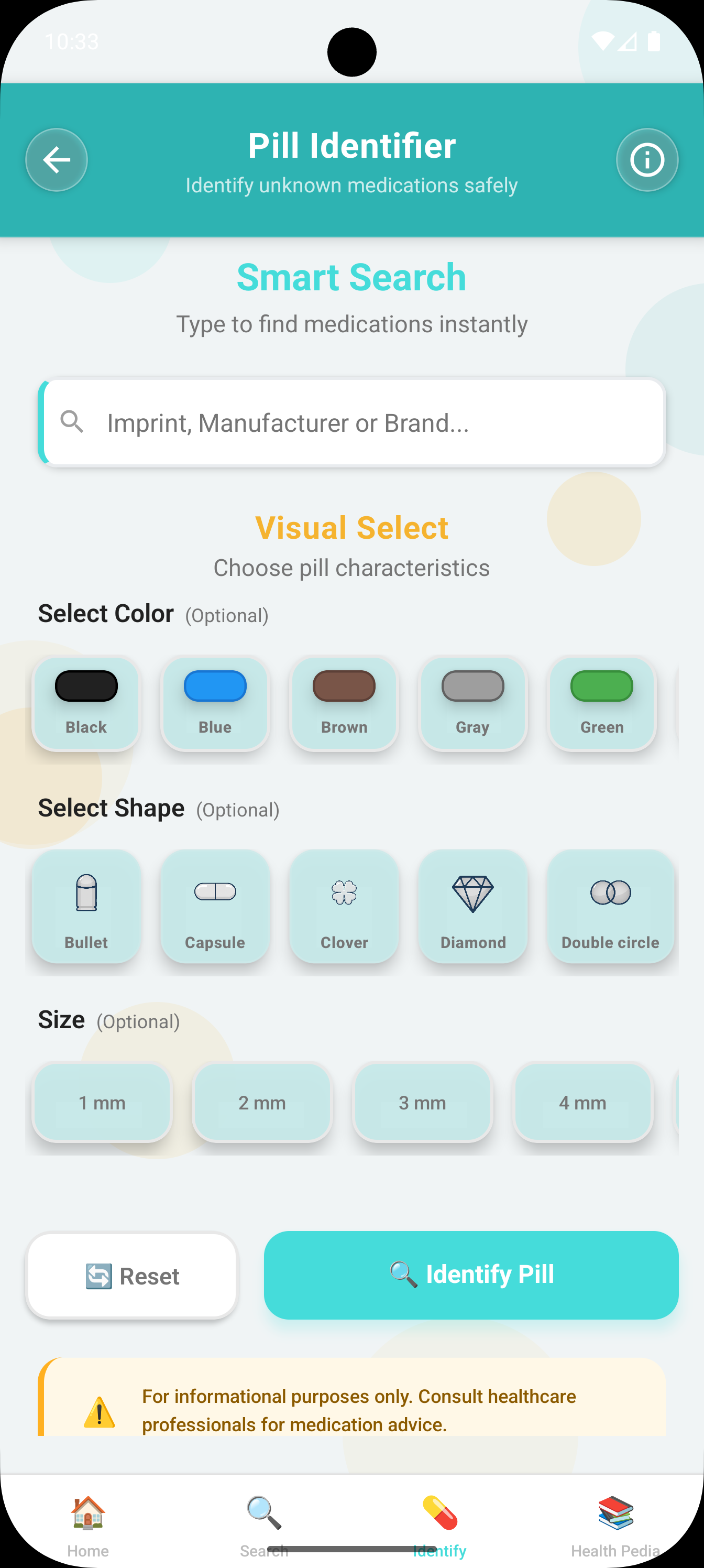 Search bu color imprint shape size Pill Identifier and Drug Info